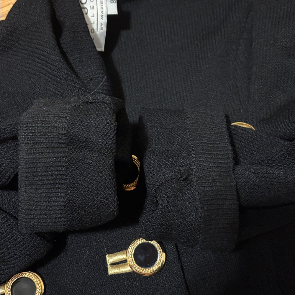 St.John collection Black Cropped Blazer with Gold Accents - Picture 7 of 16